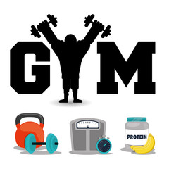 Poster - gym fitness concept protein weight workout vector illustration eps 10