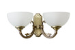Vintage sconce with white glass shades. Isolated, white background.