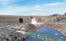Water Flowing Down A Spillway At Boca Reservoir In Northern California.