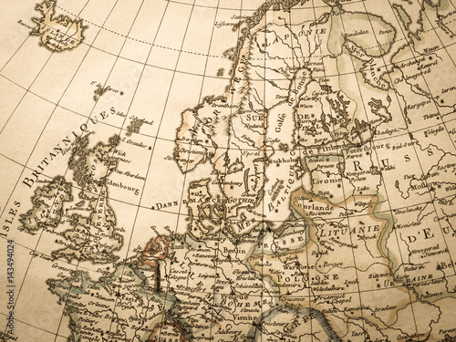 Plakat Antyczna mapa świata Północna Europa