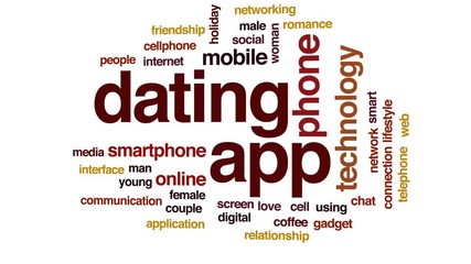 Poster - Dating app animated word cloud, text design animation.