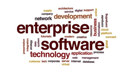 Wall Mural - enterprise software animated word cloud, text design animation.