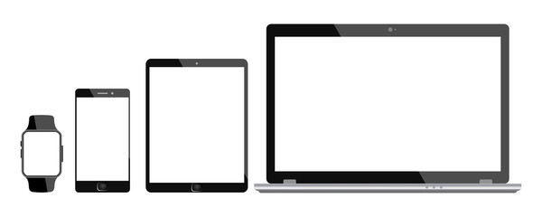 Poster - Set of black communication technology devices - for stock