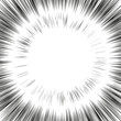 Comic book radial lines background. Black and white rays. Manga explosion with speed lines.