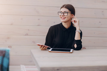 Wall Mural - beautiful brunette with glasses