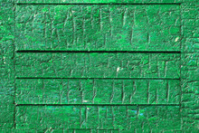 Green Flaking Paint On Old Wooden Board