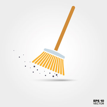 broom and dirt vector icon