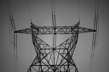 Electrical tower at sunset.