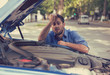 © pathdoc - stressed man having trouble with broken car looking in frustration at failed engine
