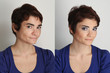 © valeriagilardi - middle aged woman photographed  twice, before and after make up