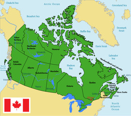 Canada map with regions and their capitals