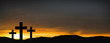 © marrakeshh - Crosses on the hill over sunset background.Religious concept of crucifixion