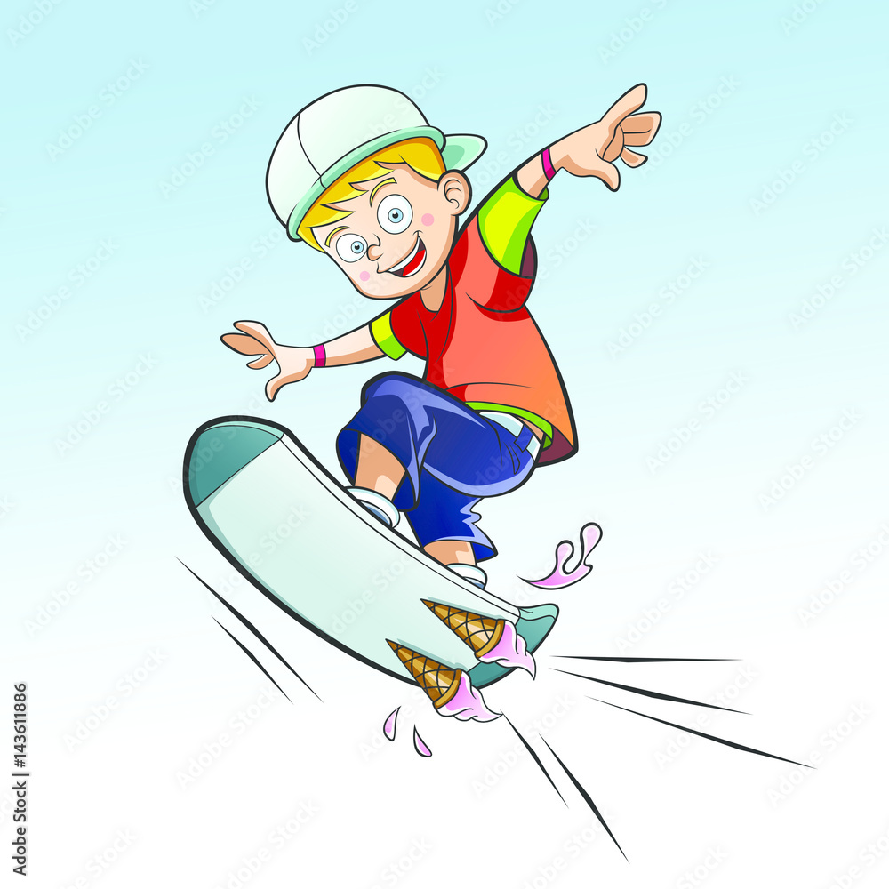 ICE-CREAM SKATER BOY +HAT Stock Vector | Adobe Stock, image size:1000x1000