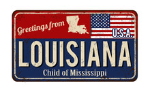 Greetings From Louisiana Vintage Rusty Metal Sign