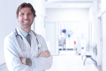 Canvas Print - Senior doctor in hospital room