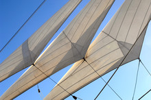 Three Head Sails From The Tallship Star Of India In San Diego
