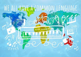 Canvas Print - graphic about music language and world background