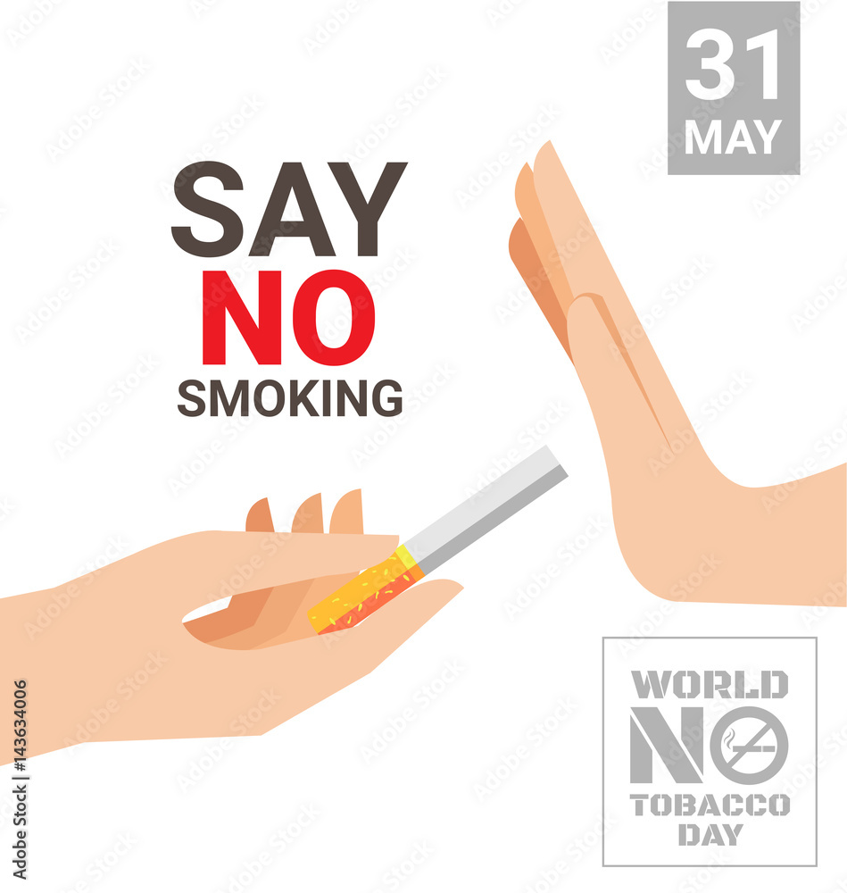 World No Tobacco Day for say no smoking concept Stock Vector