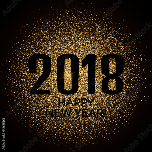 Happy New Year 2018 Gold Glitter New Year Background For Banner