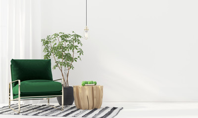 Wall Mural - Interior with green armchair