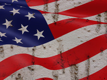 United States Flag On Grunge Wall Background