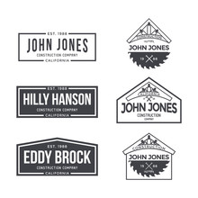 Construction Company Label And Badges. Vector