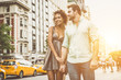 Happy couple walking in New york city
