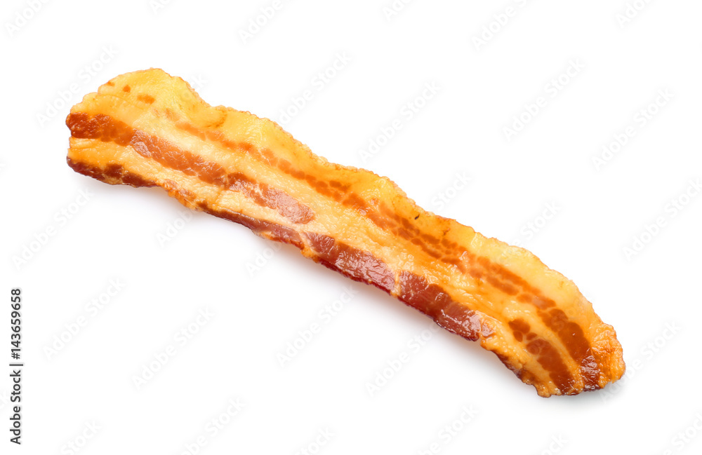 Tasty bacon slice, isolated on white