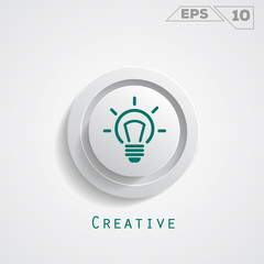 Lamp(creative) circle icon. Flat Design(for Logos, Flyers, Covers, Posters, Banner)