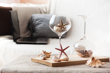 Interior of the room with sea souvenirs