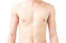 Closeup Of Body Asian Young Man White Background, Health Care And Medical Concept