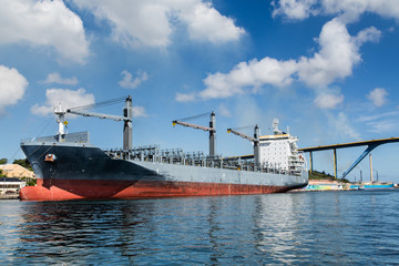 Sticker - Huge Tanker Docked in Curacao Under Nice sky