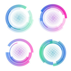 Aufkleber - Isolated abstract colorful round shape logo set, circular frames logotypes collection, golf balls icons on white background vector illustration