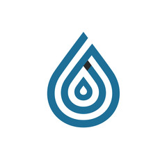 Poster - Mono line water drop logo. Monochromatic vector logotype.