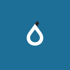 Poster - Mono line water drop logo. Monochromatic vector logotype.