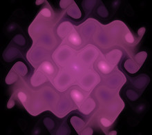 Abstract Black Background With Pink And Purple Spotted Spiral Pattern.  Cross In The Center. Fractal Texture.