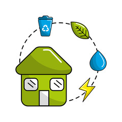 Canvas Print - house with save energy, water and recycle campaign