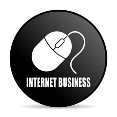 Fototapete - Internet business black color web design round internet icon on white background.