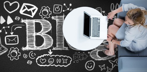 Wall Mural - composite image of woman on her laptop