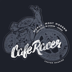 Wall Mural - Cafe racer Vintage Motorcycle hand drawn t-shirt print