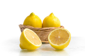 Wall Mural - Yellow sicilians Lemon into a basket