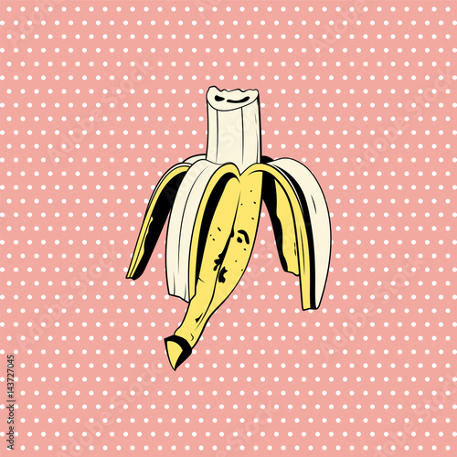 Cuadros en Lienzo Banana illustration in the style of pop art. Vector