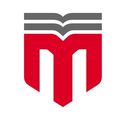 Wall Mural - letter m and book logo vector.