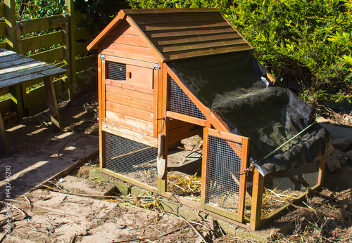 A Typical Backyard Chicken Coup In An Enclosure In A Back Garden