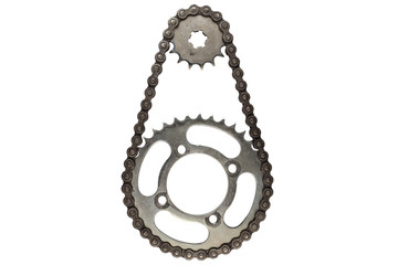 Roller chains with sprockets for motorcycles