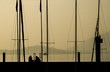 Harbor scene with silhouette tone