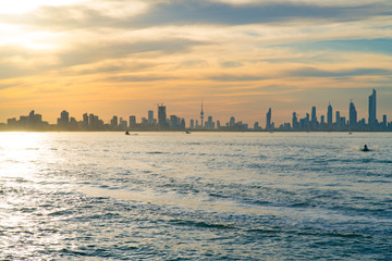 Wall Mural - Kuwait city skyline during sunset