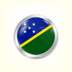 Canvas Print - Round button national flag of Solomon islands with the reflection of light and shadow. Icon country. Realistic vector illustration.