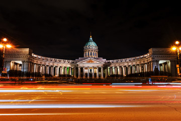 Poster - St Petersburg, Russia. Illuminated Cathedral of Our Lady of Kazan