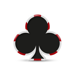 Wall Mural - Playing card club suit. Game icon. Logo for poker and casino. Realistic vector illustration